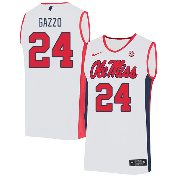 Ole Miss Rebels #24 Jacob Gazzo College Basketball Jerseys Stitched Sale-White